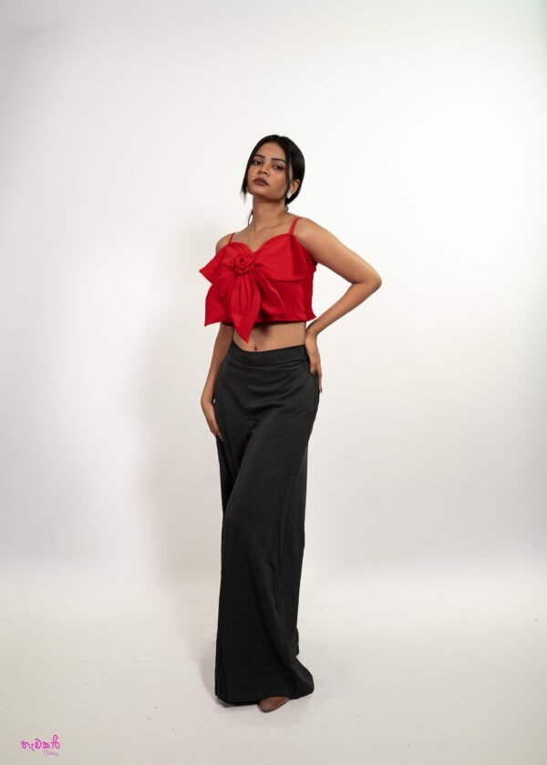 elegant red blouse pant set