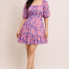 floral puff sleeve mini dress