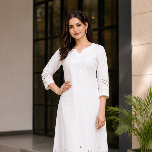 White Blossom Kurta Set
