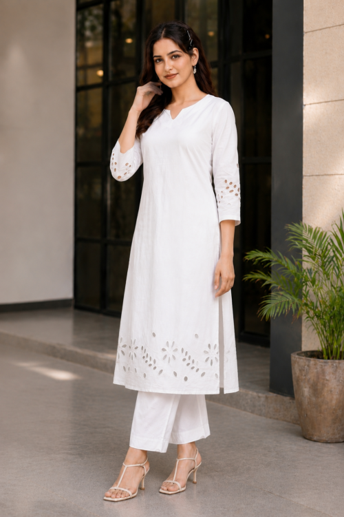 White Blossom Kurta Set