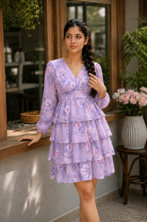 Azure Bloom Tier Dress