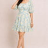 floral puff sleeve mini dress