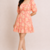 floral puff sleeve mini dress