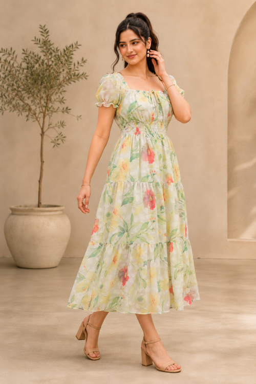 Soft Floral Tiered Maxi