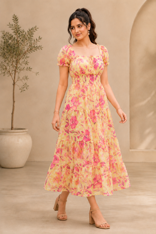 Soft Floral Tiered Maxi