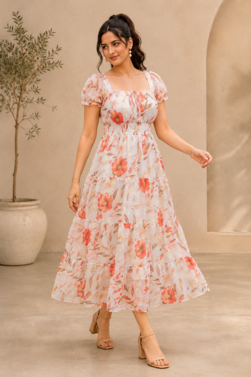 Soft Floral Tiered Maxi