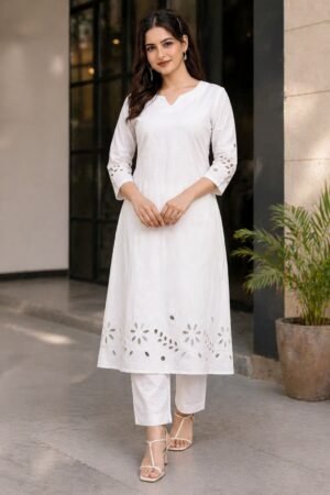 White Blossom Kurta Set