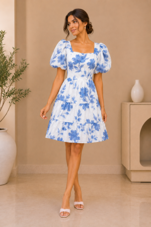 Puff Sleeve Floral Mini Dress