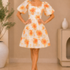 Puff Sleeve Floral Mini Dress