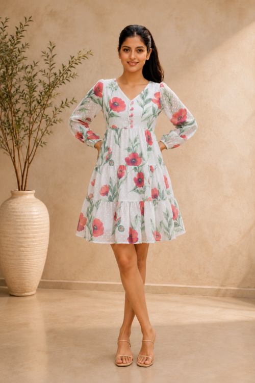 V-Neck Floral Dress