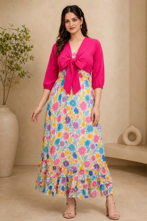 Floral Dress with Cover-Up