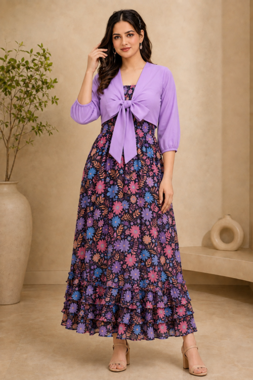 Floral Dress with Cover-Up