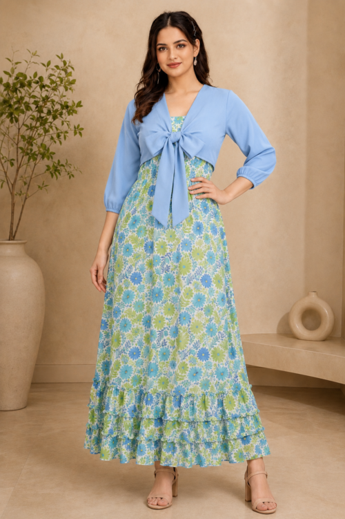 Floral Dress with Cover-Up