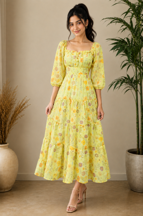 Pastel Floral Maxi Dress