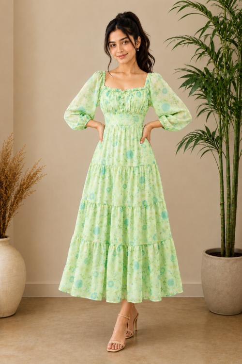 Pastel Floral Maxi Dress
