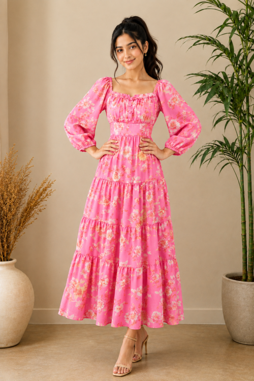 Pastel Floral Maxi Dress