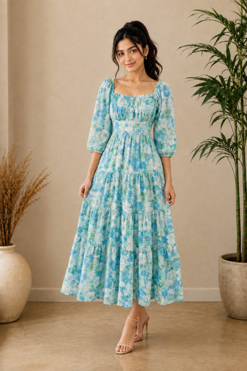 Pastel Floral Maxi Dress